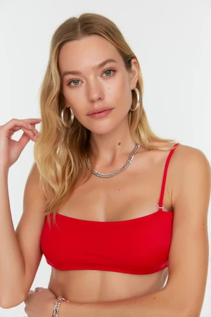 Trendyol Red Back Detail Bandeau Bikini Top