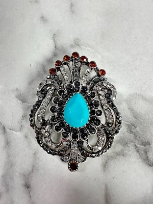 Brooch XZ459-109 silver + blue