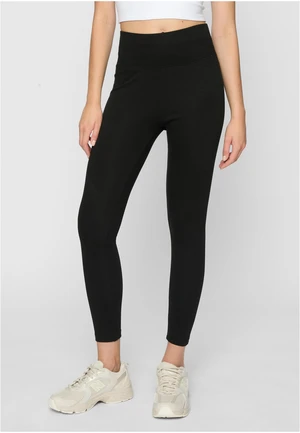 Women's high-waisted jersey leggings 2-pack black+black