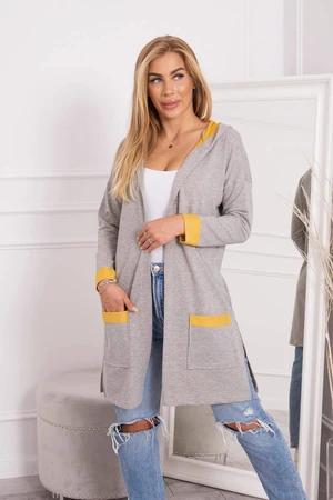 Two-tone cape with hood mustard+gray