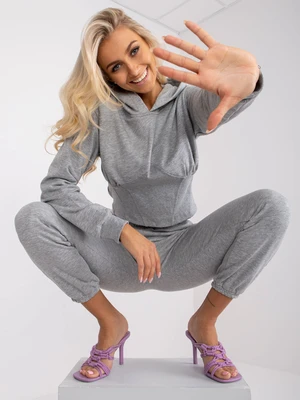 Grey cotton melange sweatshirt set Neele