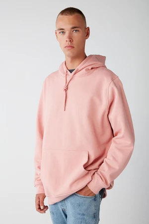 GRIMELANGE Jorge Men's Soft Hooded Organic Cotton Kangaroo Pocket Regular Pink Sweatshirt