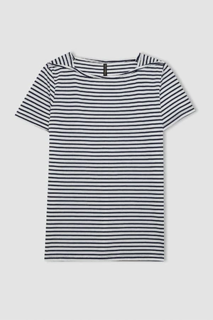 DEFACTO Regular Fit Boat Neck Striped Short Sleeve T-Shirt