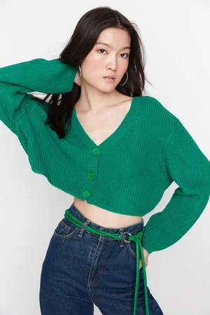 Trendyol Zelený svetr Crop Cardigan