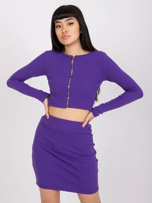 Dark purple ribbed set with skirt by Lolland RUE PARIS