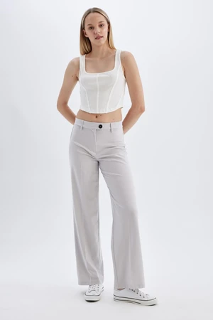 DEFACTO Wide Leg Wide Leg High Waist Standard Length Basic Plain Classic Trousers