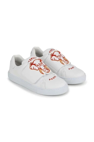 Dětské kožené sneakers boty Kenzo Kids bílá barva