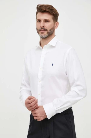 Košile Polo Ralph Lauren bílá barva, slim, s italským límcem, 712873368