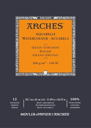 Arches Watercolour Rough Pad Natural White 42 x 7 cm 300 g Carnet de croquis