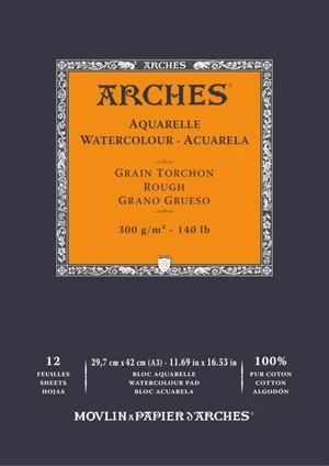 Arches Watercolour Rough Pad Natural White Carnet de croquis 42 x 7 cm 300 g