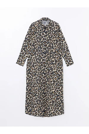 LC Waikiki Leopard Print Women's Shirt Dress