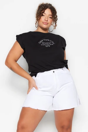 Trendyol Curve White High Waist Wide Cut Shorts & Bermuda