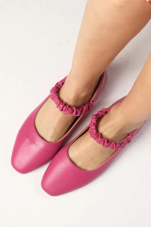 Mio Gusto Hailey Genuine Leather Fuchsia Women's Daily Ballerina Shoes