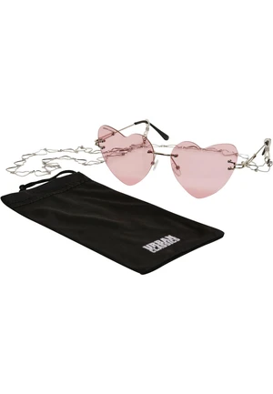 Sunglasses heart with chain - rose