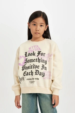 DEFACTO Girl Relax Fit Crew Neck Printed Sweatshirt