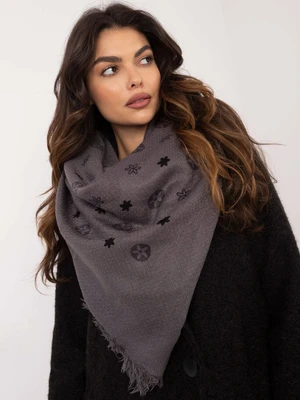 Dark grey women's scarf with print