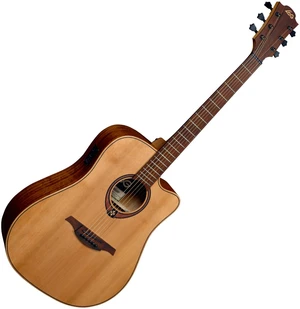 LAG T170DCE Natural Satin Guitare Dreadnought acoustique-électrique