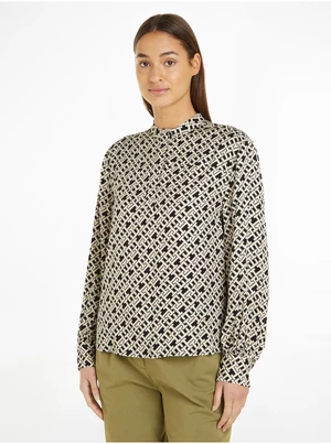 Čierno-béžová dámska vzorovaná blúzka Tommy Hilfiger Fluid Blouse