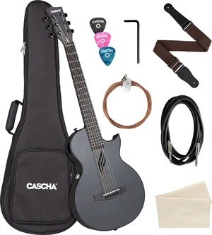 Cascha Carbon Fibre Electric Acoustic Guitar Black Matte Guitare acoustique-électrique