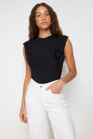 Trendyol Black Brode Detailed Knitted Blouse