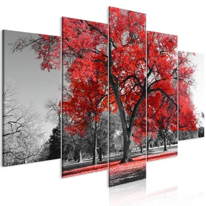 Obraz - Autumn in the Park (5 Parts) Wide Red