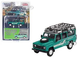 1985 Land Rover Defender 110 County Station Wagon Trident Green with Roof Rack Limited Edition to 2400 pieces Worldwide 1/64 Diecast Model Car by Tru