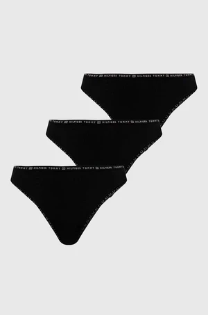 Tanga Tommy Hilfiger (3-pack) černá barva, UW0UW02824