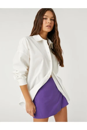 Koton Oversized Cotton Shirt Long Sleeved with Pockets.