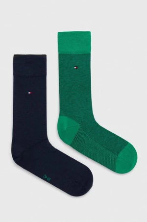 Ponožky Tommy Hilfiger 2-pak pánske, zelená farba, 701226104