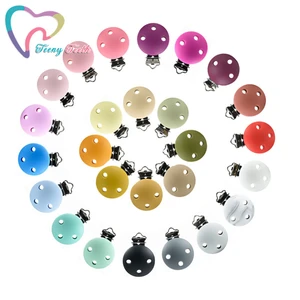 2 PCS Round Shaped Silicone Nipple Holder Pacifier Clips Baby Teething Chewable Toys BPA Free DIY Pacifier Chain Accessories