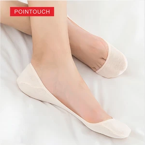 Summer Women Silica Gel Boat Socks Invisible Cotton Soild Color Non-slip Antiskid Slippers Anti-Slip Tops Office Lady 1pair=2pcs