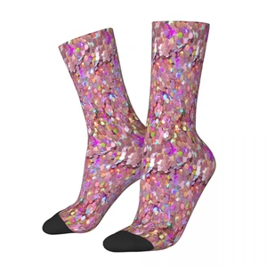 Pink Glitter Sequins Socks Male Mens Women Spring Stockings Polyester