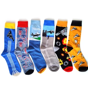 New Fighter Series Men Socks Cotton Creative aircraft Funny Military enthusiasts Sports Skateboard Sock Adult Socks Gifts