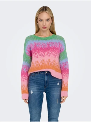 Green-pink womens patterned sweater ONLY Gita - Women