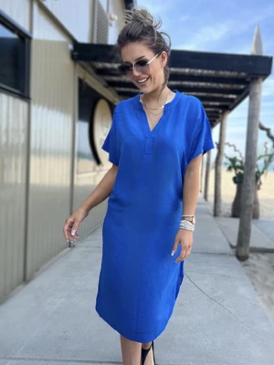 Cornflower dress Och Bella BE-AZ101.blue