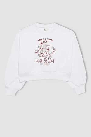 DEFACTO Crop Crew Neck Sweatshirt