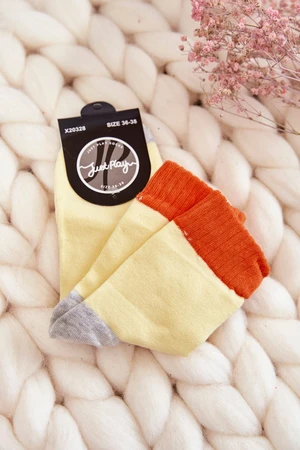 Women's smooth cotton socks yellow