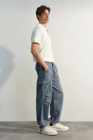 Trendyol Limited Edition Navy Blue Loose Fit Tied Leg Cargo Pants