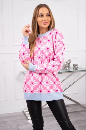 Geometric motif sweater light pink