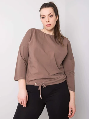 Plus size sand coffee blouse cotton coffee blouse