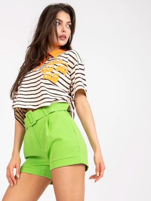 Light green elegant shorts with belt