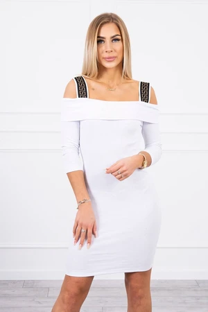 Dress with wide shoulder straps white