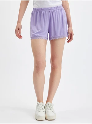 Orsay Light Purple Womens Shorts with Lace - Women