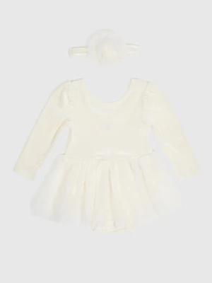 Set of creamy girly bodysuit with skirt and headband in cream color GAP