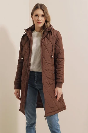 Bigdart 5138 Quilted Long Puffer Jacket - Brown