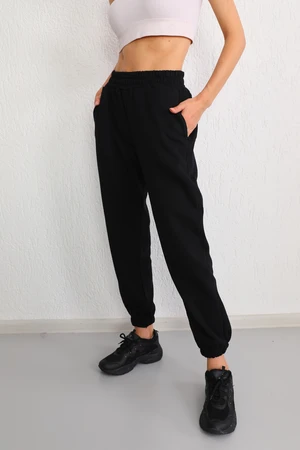 BİKELİFE Black High Waist Lycra Jogger Sweatpants