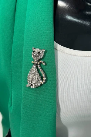 Brooch Cat A-2-21-10 silver color