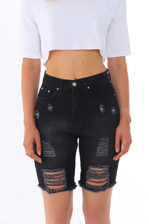 BİKELİFE Blue High Waist Denim Shorts