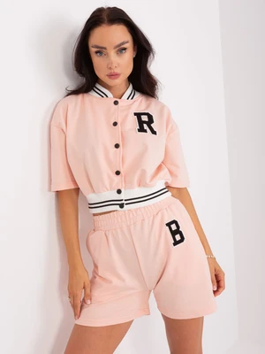 Two-piece cotton casual peach set