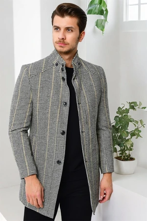 PLT8370 DEWBERRY MEN'S COAT-PLAID GREY